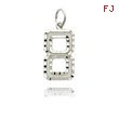 14K White Gold Large Diamond-Cut Number 8 Charm