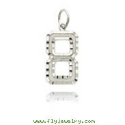 14K White Gold Large Diamond-Cut Number 8 Charm