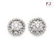 14K White Gold Large Flower & Jacket Diamond Post Earrings