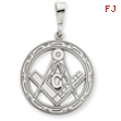 14k White Gold Large Masonic Pendant