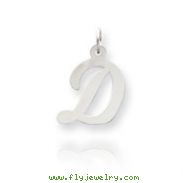 14K White Gold Large Script Initial "D" Charm