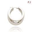 14K White Gold Large Slanted Hoop Earrings