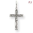 14K White Gold Laser Designed Cross Charm