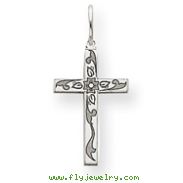 14K White Gold Laser Designed Cross Charm