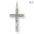 14K White Gold Laser Designed Cross Charm