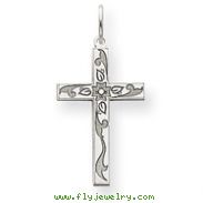 14K White Gold Laser Designed Cross Charm