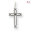 14K White Gold Laser Designed Cross Charm