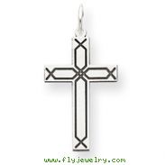 14K White Gold Laser Designed Cross Charm