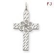 14K White Gold Laser Designed Cross Charm