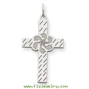 14K White Gold Laser Designed Cross Charm