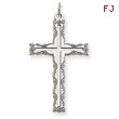 14K White Gold Laser Designed Cross Pendant