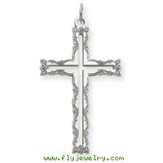 14K White Gold Laser Designed Cross Pendant