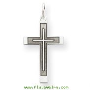 14K White Gold Laser Designed Cross Pendant