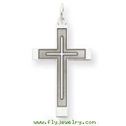 14K White Gold Laser Designed Cross Pendant