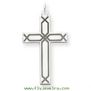 14K White Gold Laser Designed Cross Pendant