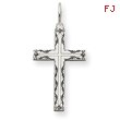 14K White Gold Laser Designed Cross Pendant