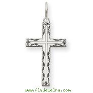 14K White Gold Laser Designed Cross Pendant