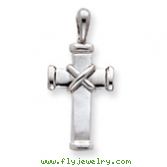 14K White Gold Latin Cross Pendant