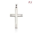 14K White Gold Line Detailed Cross Pendant