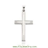 14K White Gold Line Detailed Cross Pendant