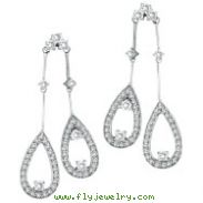 14K White Gold Luxury 2.0ct 110-Diamond Dangle Tear-Drop Tipped Earrings