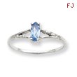 14K White Gold March Aquamarine Birthstone Ring