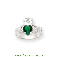 14K White Gold May Birthstone Claddagh Ring