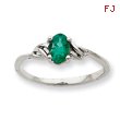 14K White Gold May Emerald Birthstone Ring