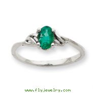 14K White Gold May Emerald Birthstone Ring