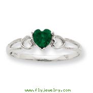 14K White Gold May Emerald Birthstone Ring