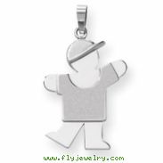 14k White Gold Medium Boy with Hat on Left Engraveable Charm