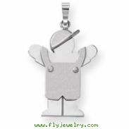 14k White Gold Medium Boy with Hat on Left Engraveable Charm