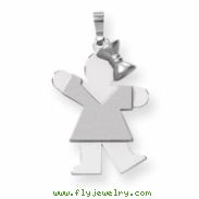 14k White Gold Medium Girl with Bow on Right Engraveable Charm