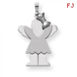 14k White Gold Medium Girl with Bow on Right Engraveable Charm