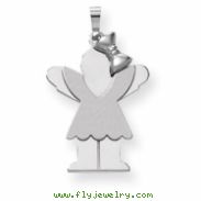 14k White Gold Medium Girl with Bow on Right Engraveable Charm