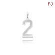14K White Gold Medium Satin Number 2 Charm