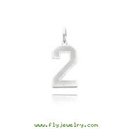 14K White Gold Medium Satin Number 2 Charm