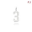 14K White Gold Medium Satin Number 3 Charm