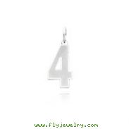 14K White Gold Medium Satin Number 4 Charm