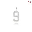 14K White Gold Medium Satin Number 9 Charm