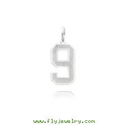 14K White Gold Medium Satin Number 9 Charm