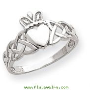 14k White Gold Mens Claddagh Ring