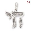14K White Gold Mesh Chai Pendant