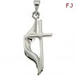 14K White Gold Methodist Cross Pendant