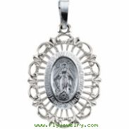 14K White Gold Miraculous Medal