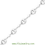 14K White Gold Mother & Child With Hearts & .18ct Diamond Bracelet