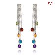 14K White Gold Multi-Colored Gemstone Dangle Earrings
