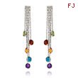 14K White Gold Multi-Colored Gemstone Dangle Earrings