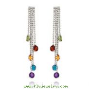 14K White Gold Multi-Colored Gemstone Dangle Earrings