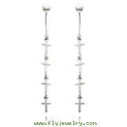 14K White Gold Multi Cross Dangle Earrings